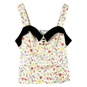 Magnolia Place Plus Size 4X Top Novelty Summer Print Pin Up Sleeveless‎ NWT 1695